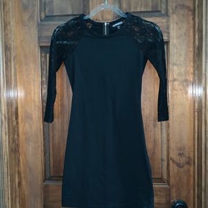 Black Express Mini Dress w/ Lace Detailing